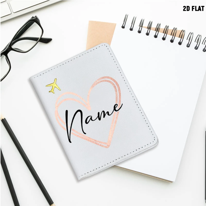 

Personalized Passport Cover Featuring a Heart And Airplane Design, This Minimalist Travel Wallet Is an Ideal Gift for Couples