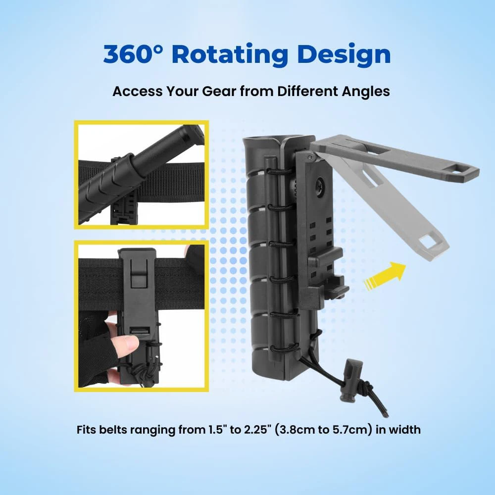 ยุทธวิธี Retractable Stick Holster 360 องศาหมุน Retractable Stick ปรับเข็มขัดคลิปอุปกรณ์ล่าสัตว์