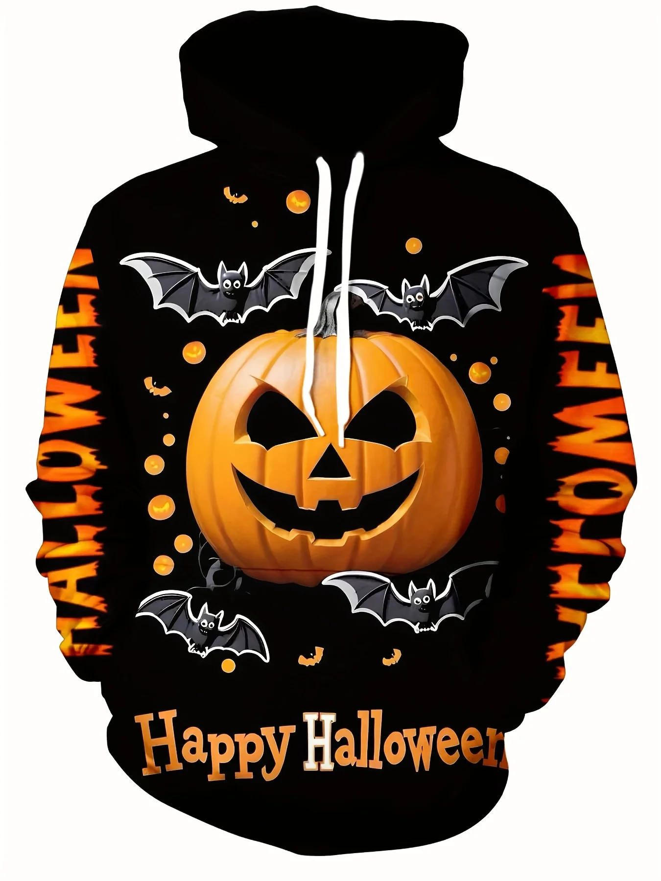 Boys Spooky Halloween Hoodie Pumpkin Bats & Happy Halloween Text children Pullover Sweatshirt for Costume Parties Trick or Treat