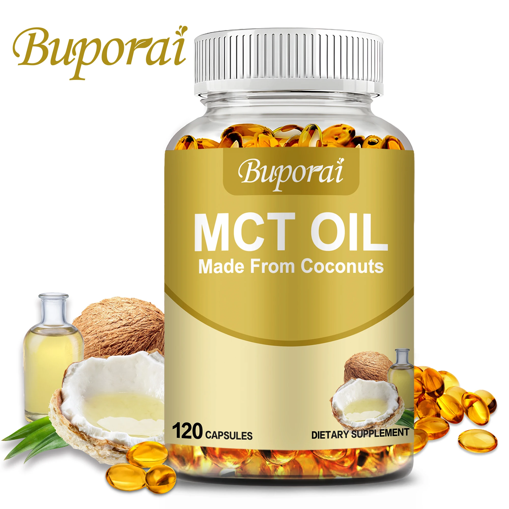 MCT Oil Capsules 3000mg - Great for Ketogenic Diet - Supports Heart, Brain, Joint Health, Weight Management - 120 Capsules