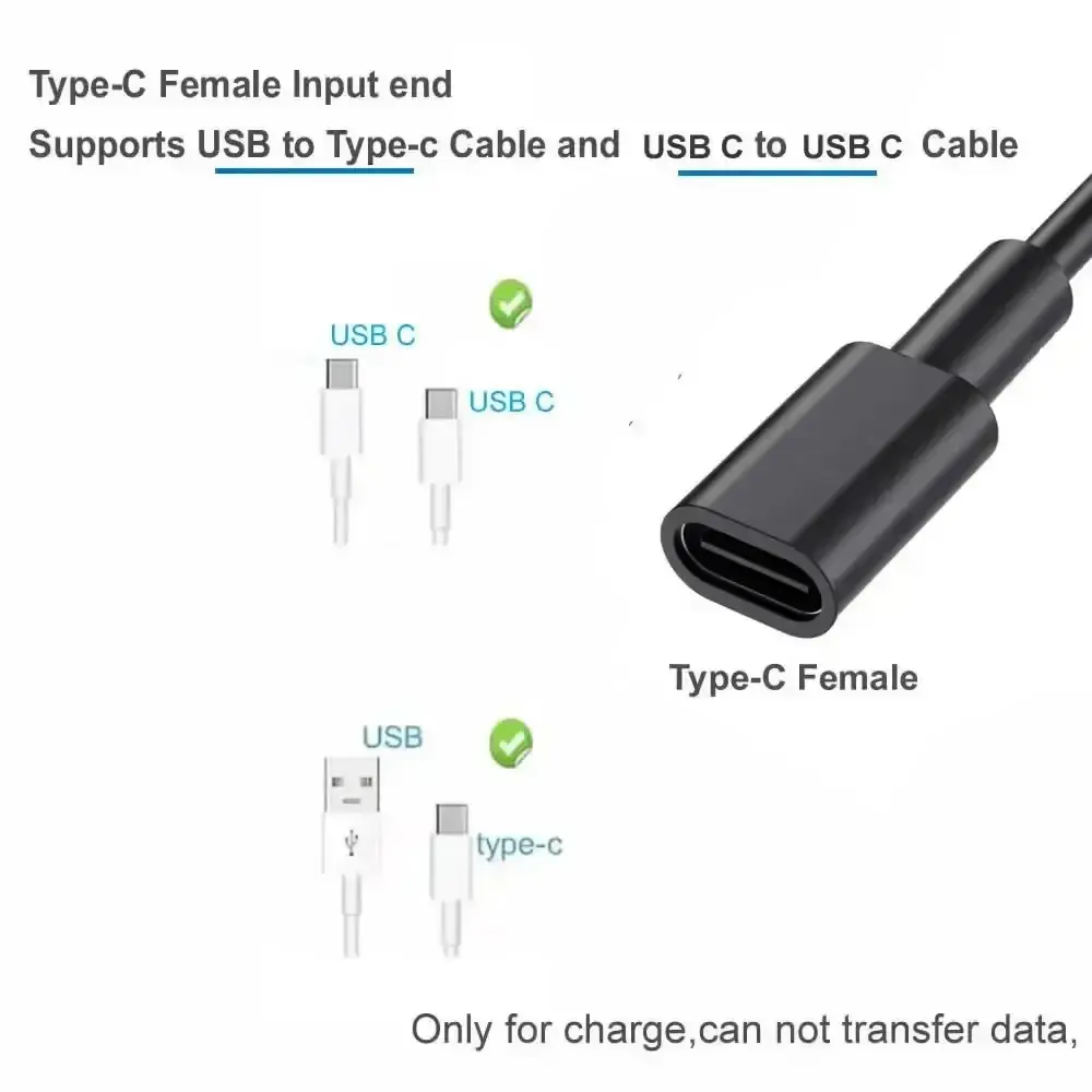 Type C Extension Cable with On/Off Switch