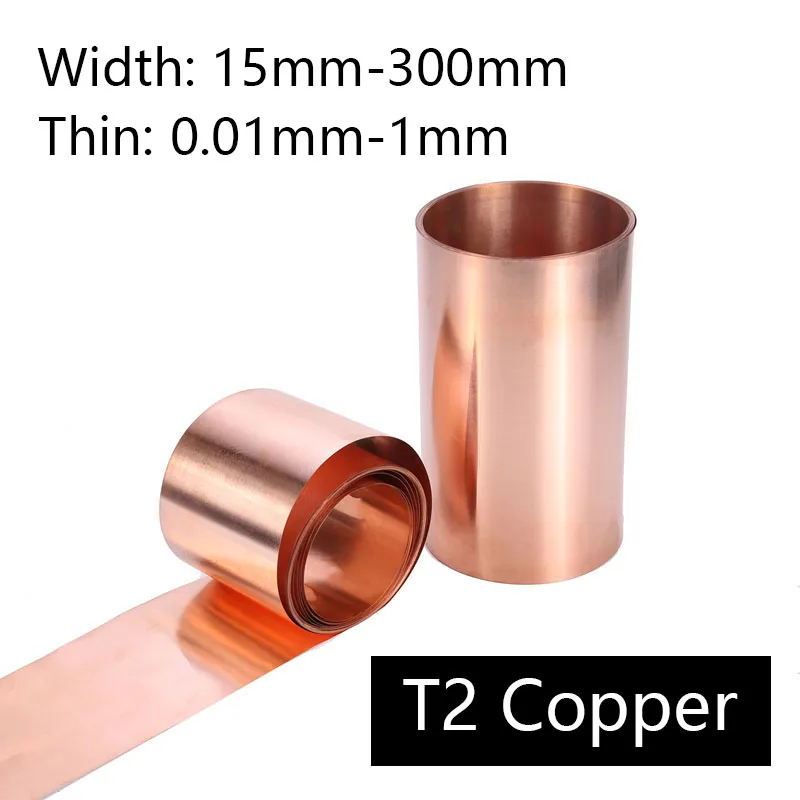 

1Meter T2 Copper Belt Pure Copper Foil Ultra-Thin 0.01mm-1mm Copper Sheet Plate Roll
