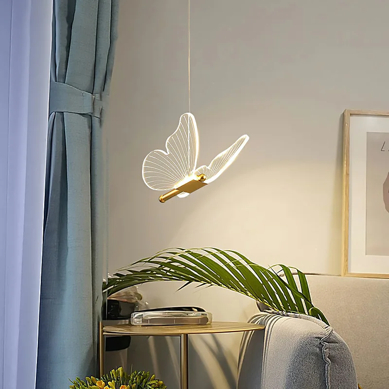 Panoch Acrylic Butterfly Chandelier Lamparas Colgantes Para Techo Lustres Quarto Room Decor Pendant Lights Suspension Luminaire