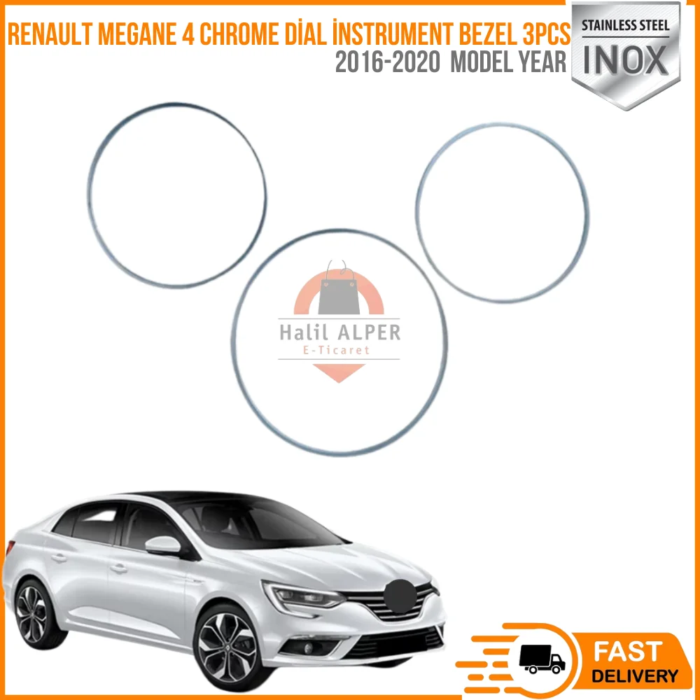 For Renault Megane 4 2016-2020 chrome dial instrument bezel 3PCs stainless steel auto accesses interiors parts high quality