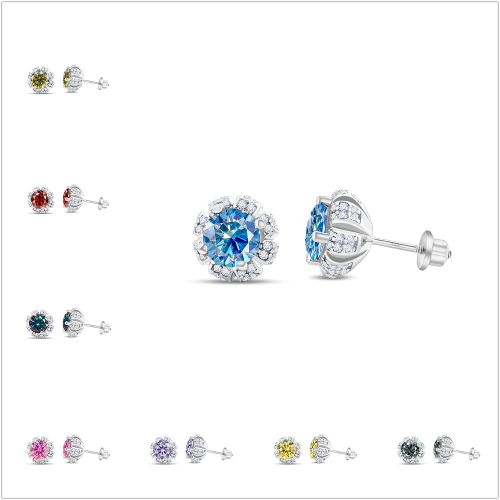 

Серьги multicolou из стерлингового серебра 925 пробы с цветными бриллиантами и покрытием из белого золота 18 карат для женщин и мужчин, сверкающие ювелирные украшения