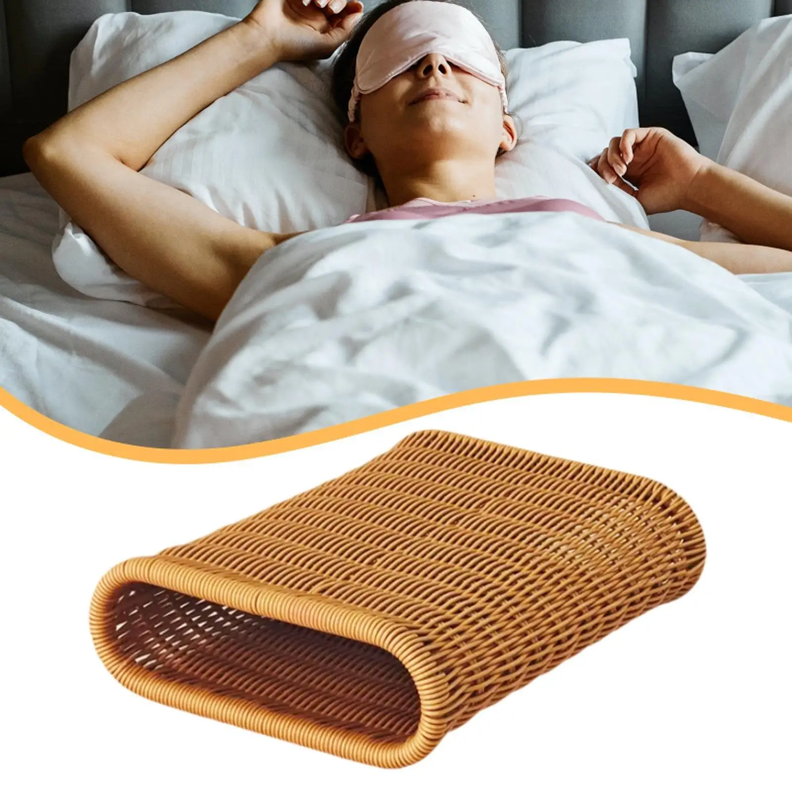 Sauna Headrest Pillow Ergonomic Breathable Cervical Spine Pillow Artificial Rattan Handwoven Neck Rest for SPA Steam Room Home