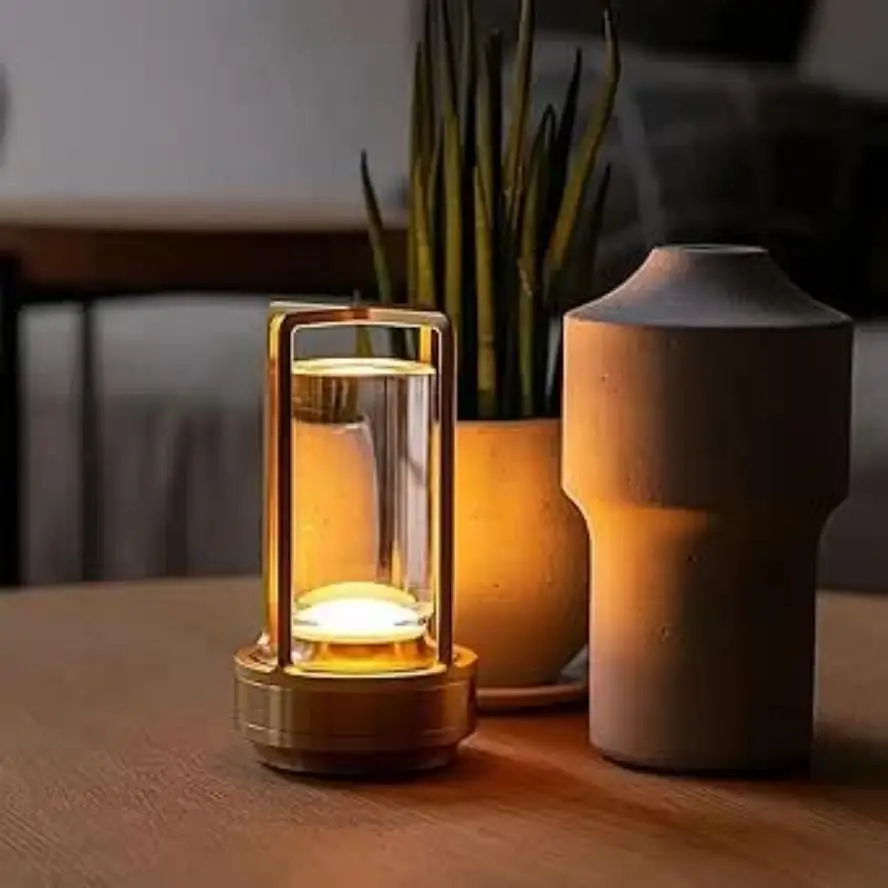 Type-C Cordless Table Lamp Retro Bar Metal Lamps Rechargeable Touch Dimming Night Light Restaurant Bedroom Home Outdoor Decor