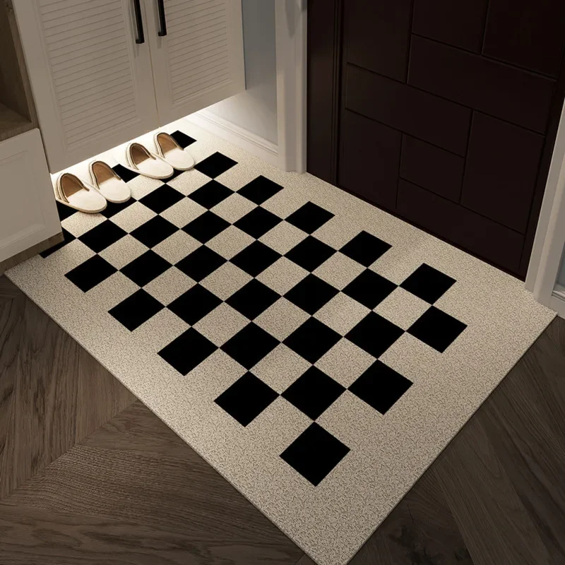 Moderne Schaakbord Raster Welkom Entree Deurmat Anti-slip PVC Vloermatten Hal Veranda Hal Home Decor Stofverwijdering tapijt