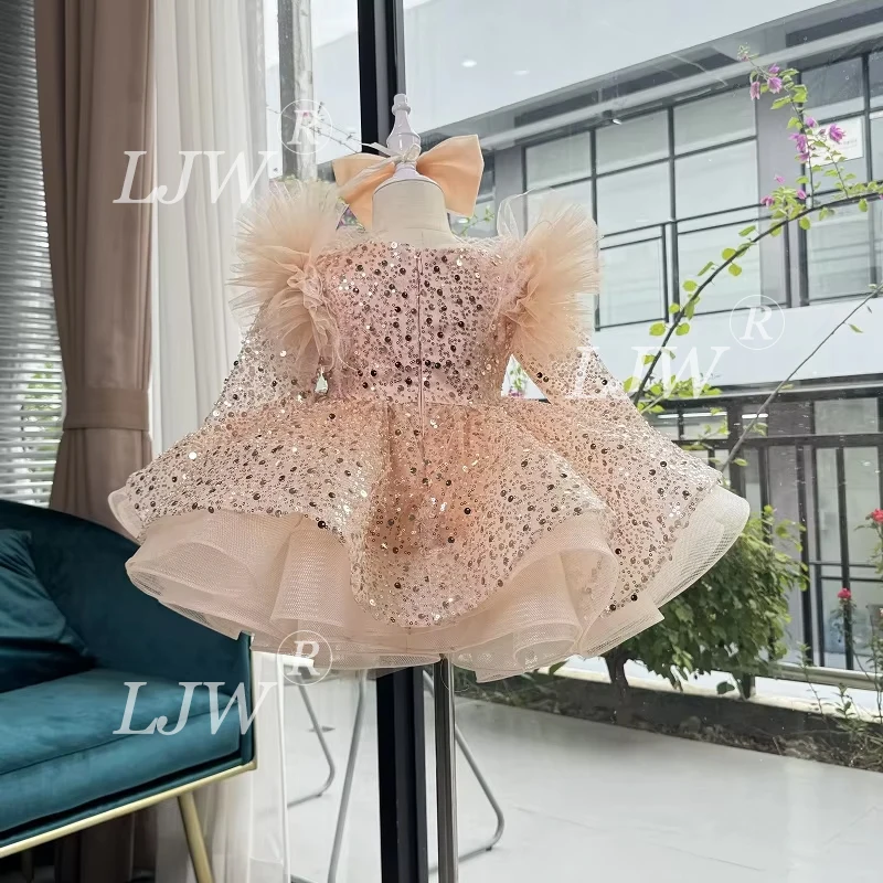 0-12 years old baby dress Christmas birthday first year party long sleeve sequin fluffy girl princess dress