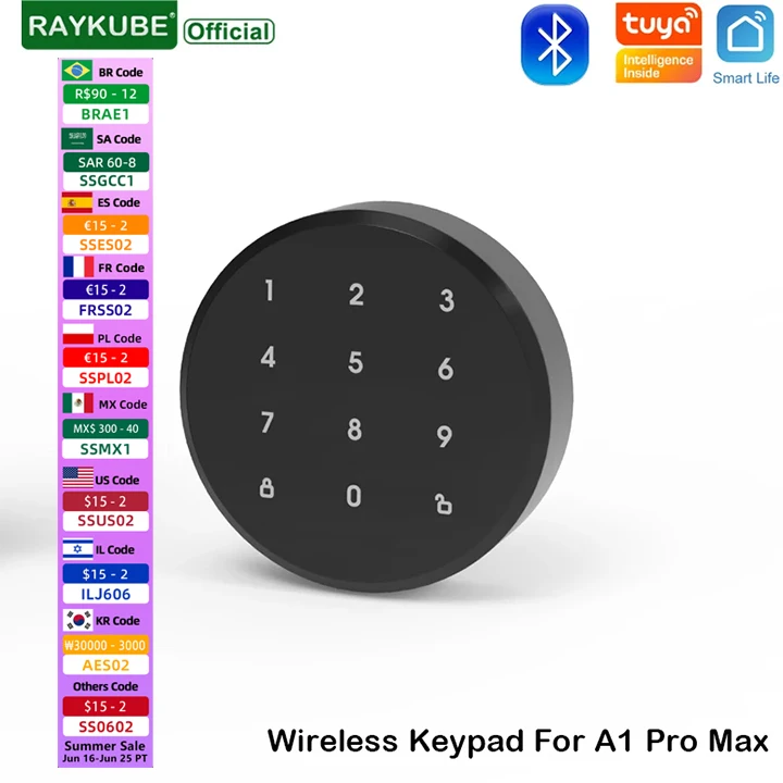 PT1 Tuya Bluetooth Wireless Password Keypad For A1 Pro Max Smart Lock