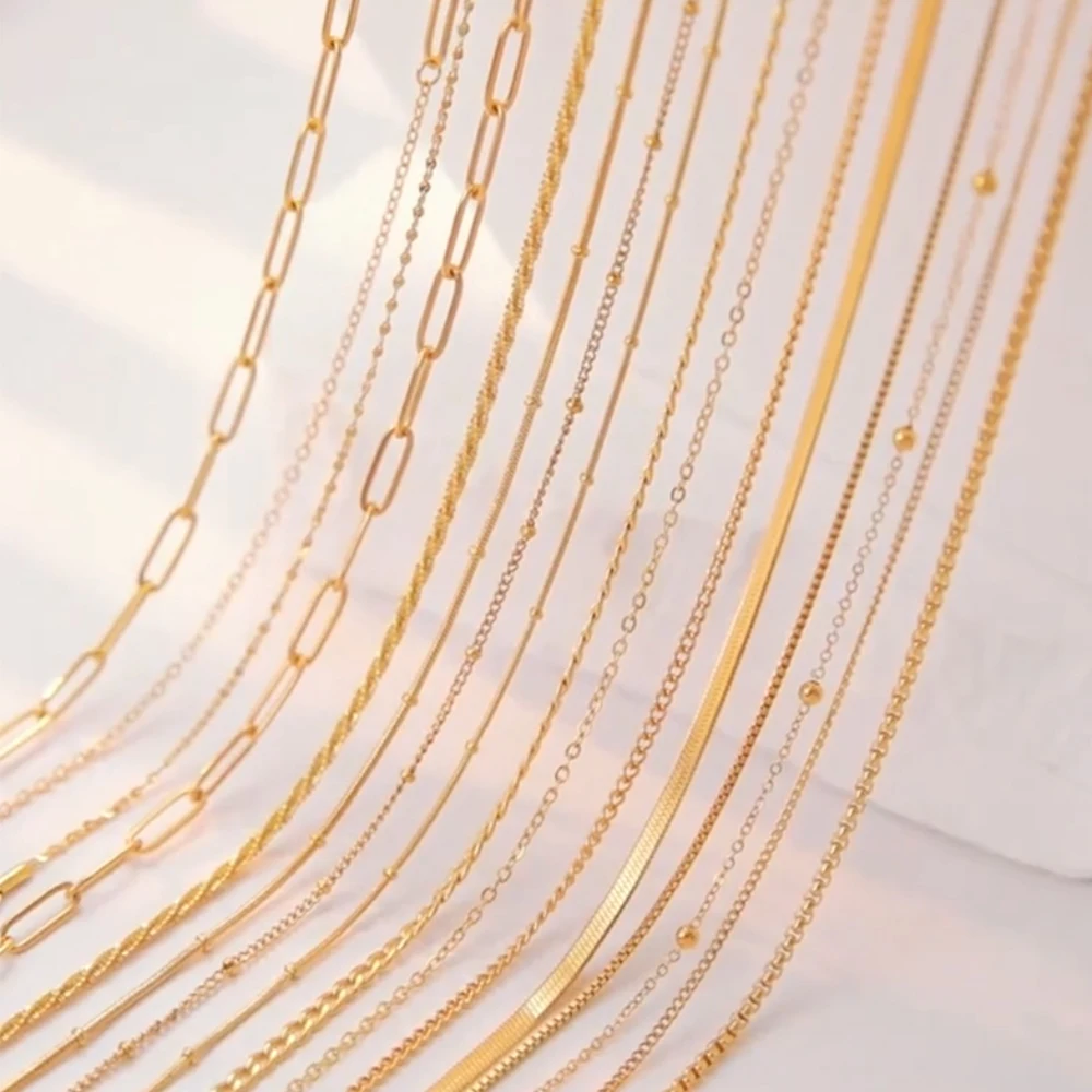 

EUEAVAN 1pc Stainless Steel Chain Necklace for Women Basic Gold Color Paperclip Link Cuban Twisted Snake Chain Fashion Jewelry