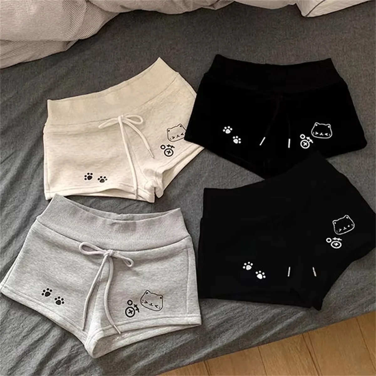 Damen-Shorts mit Kawaii-Bär-Aufdruck, japanischer süßer Sommer-Casual-Harajuku-Stil, elastische Taille, Damenhose, modische Shorts für Damen, Y2K – Detail 4