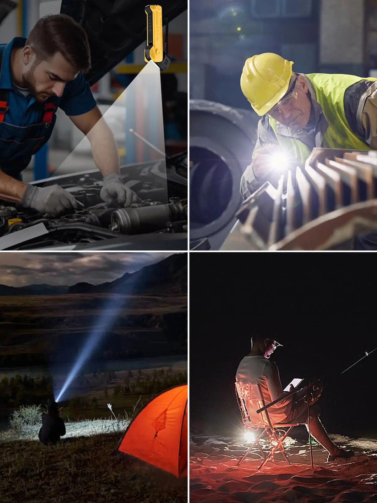 New Work Light Rechargable COB Led Work Light with Magnetic Base Foldable Car Flashlight for Car Repair Inspection Emergency