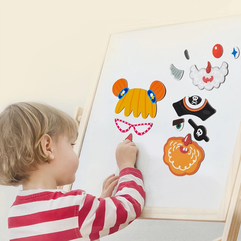 Kids Magnetic Quiet Book Toys Magnetic Jigsaw Puzzle Early Education Toy Handmade DIY Repeatable Toy Magnetic Stickers Toy Gifts