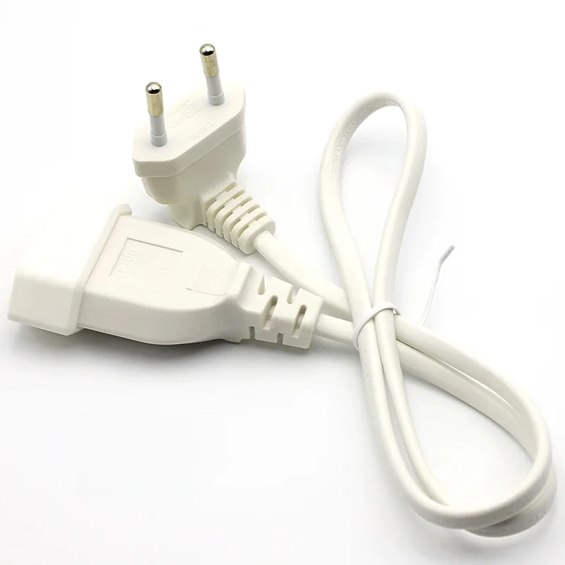 Cordon adaptateur d'alimentation ue de 0.6M, câble d'alimentation rond européen à 2 broches mâle à femelle coudé à 90 degrés pour UPS PDU blanc