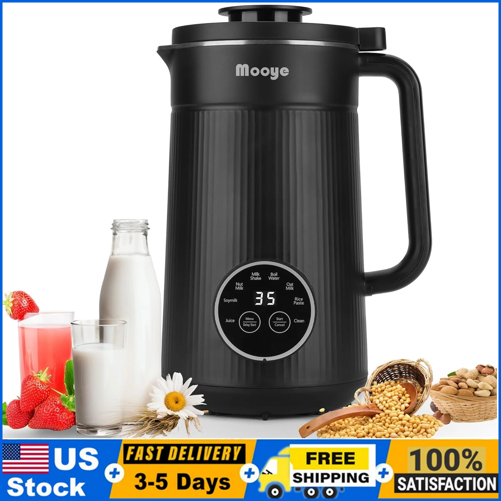 ماكينة صنع حليب الجوز 8 في 1 مع 10 شفرات 35 أونصة حليب فول الصويا الأوتوماتيكي لخلاط الحليب المصنوع من نباتات الصويا واللوز والشوفان #1