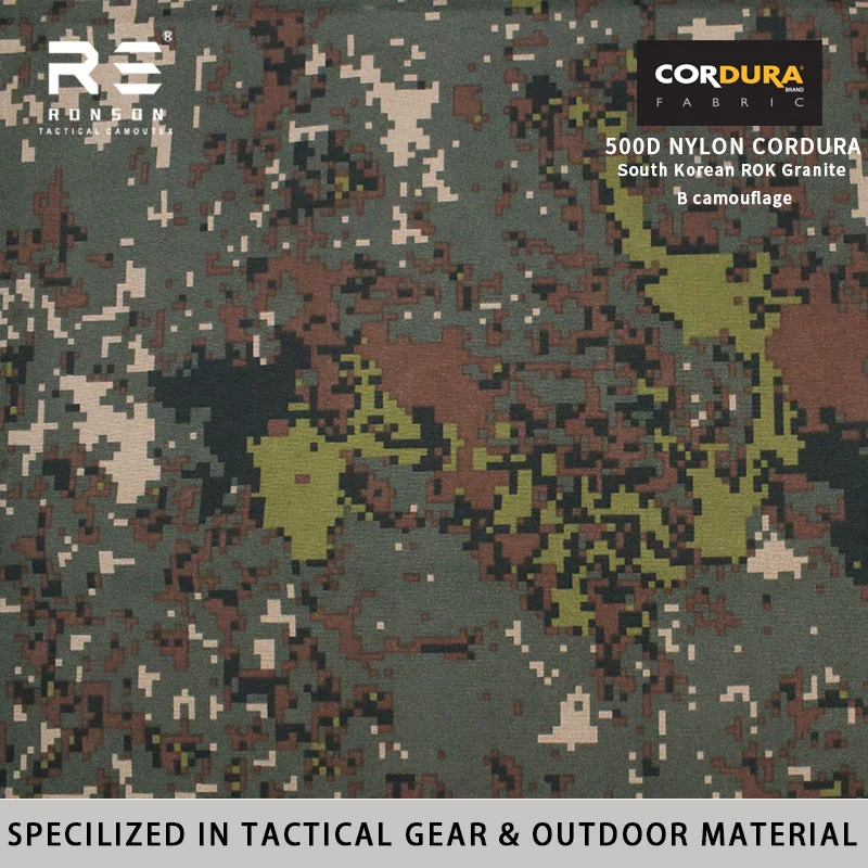 

500D Nylon Cordura ROK South Korean Granite B Camouflage Fabric 100% Woven Nylon Water-Resistant PU coated for Tactical Gears