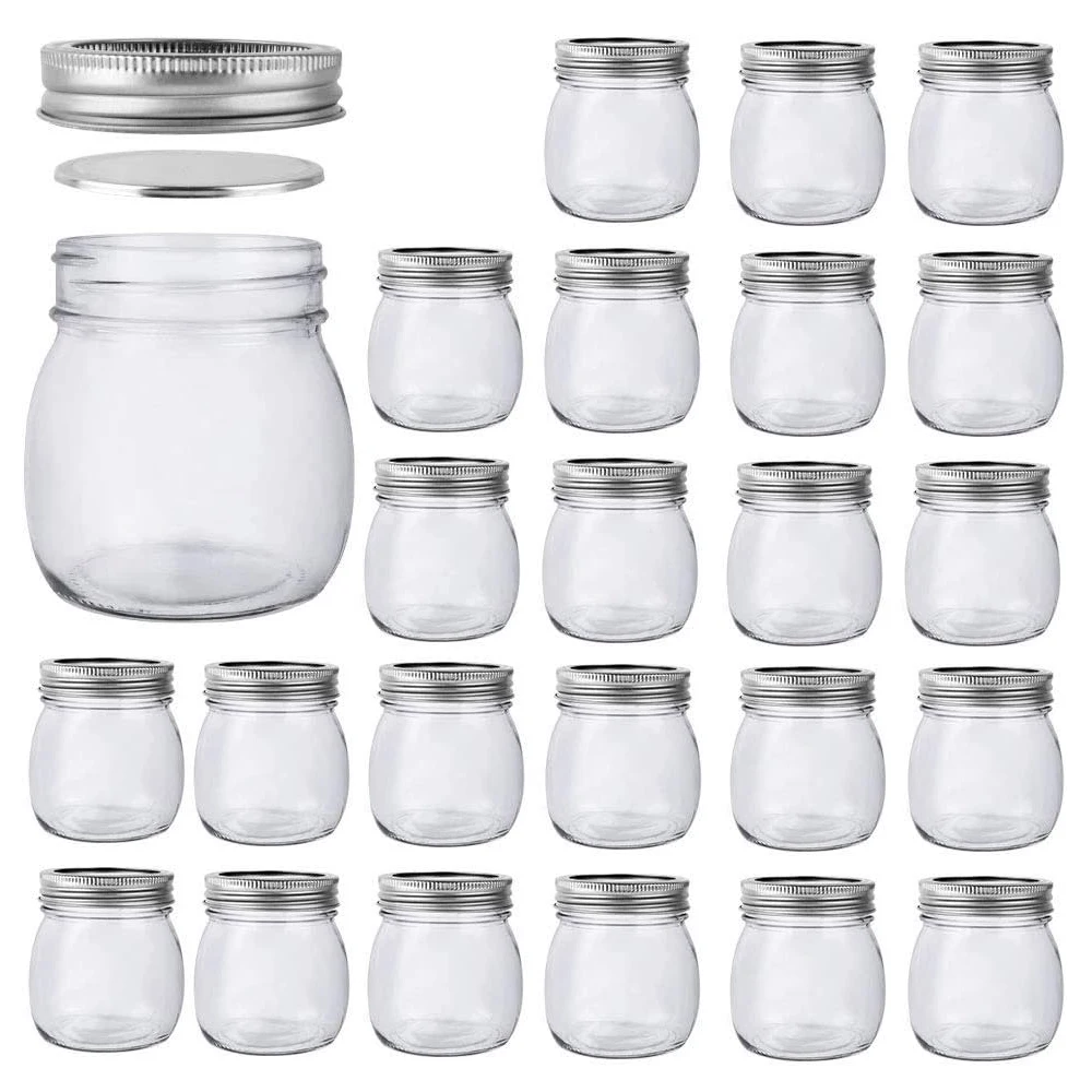 Mason Jars,  300ml Glass Canning Jars with Regular Mouth Lids, Glass Jars Storage Containers for Overnight Oats, Jam, Jelly,