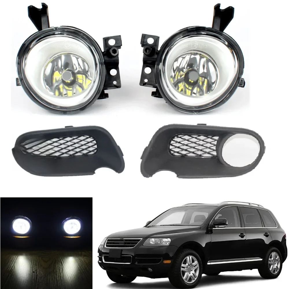 Do VW Touareg 2003 2004 2005 2006 2007 akcesoria samochodowe Przednie światła przeciwmgielne LED Światła drogowe Osłona kratki Osłona — zdjęcie 2