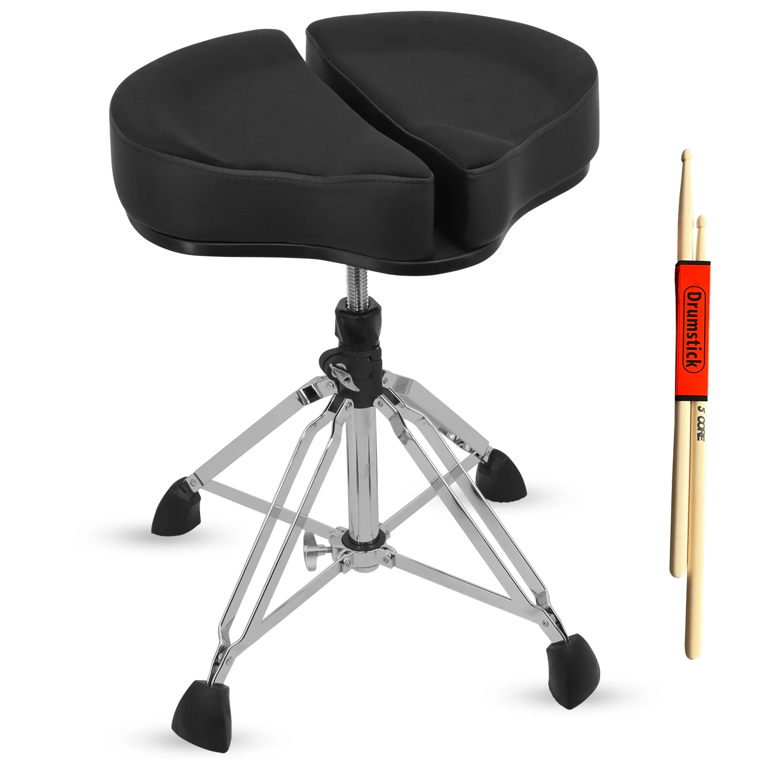 

5 Core Drum Throne Sponge Padded Guitar Stool Drummer Seat for Adults & Kids DS GT BLK-VEL