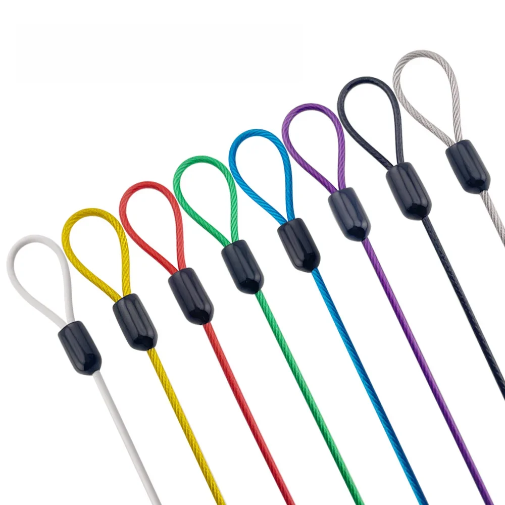AliExpress 2mm Stainless Steel Wire Rope PVC Colored Coated Cable With Ring Safety Rope Fixing Hanging Sling Lanyard Bicycle Luggage Lock