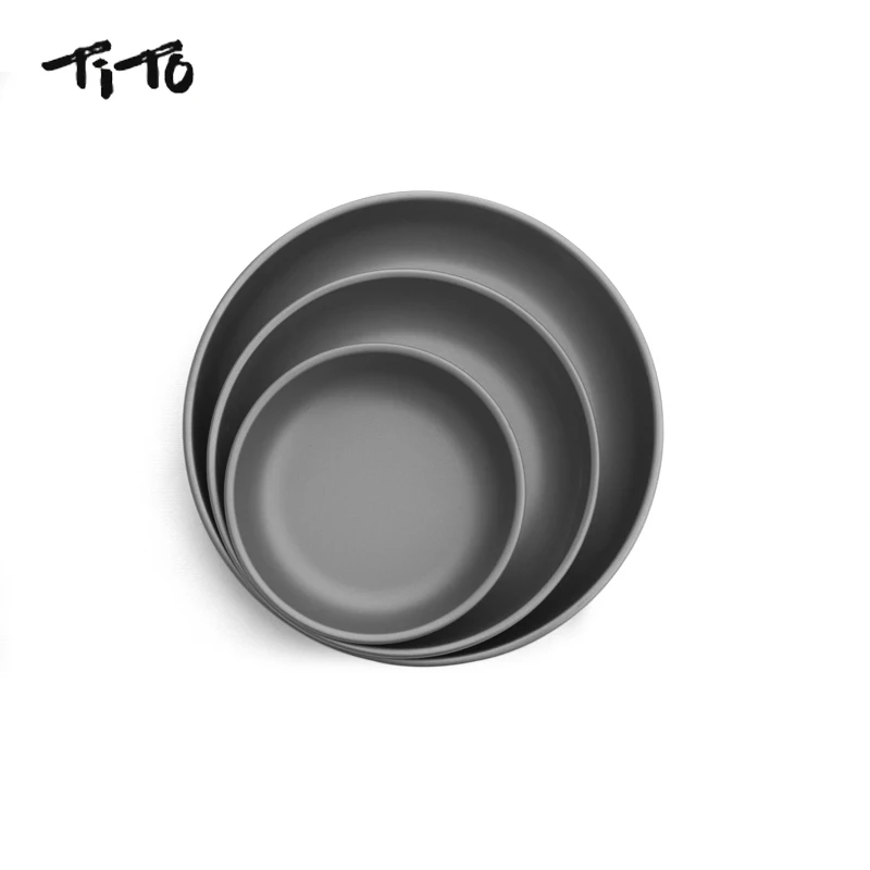 TiTo Four Colors Crystal Rainbow Titanium Pan Dish Outdoor Camping Tableware Cookware Mess Kit Ultralight Titanium Dinner Plate