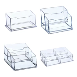 Plastic Business Card Holder 1/2/3/6 Slot Desktop Name Cards Display Stand Card Case Box for Office Desk Fits 60 Business Cards