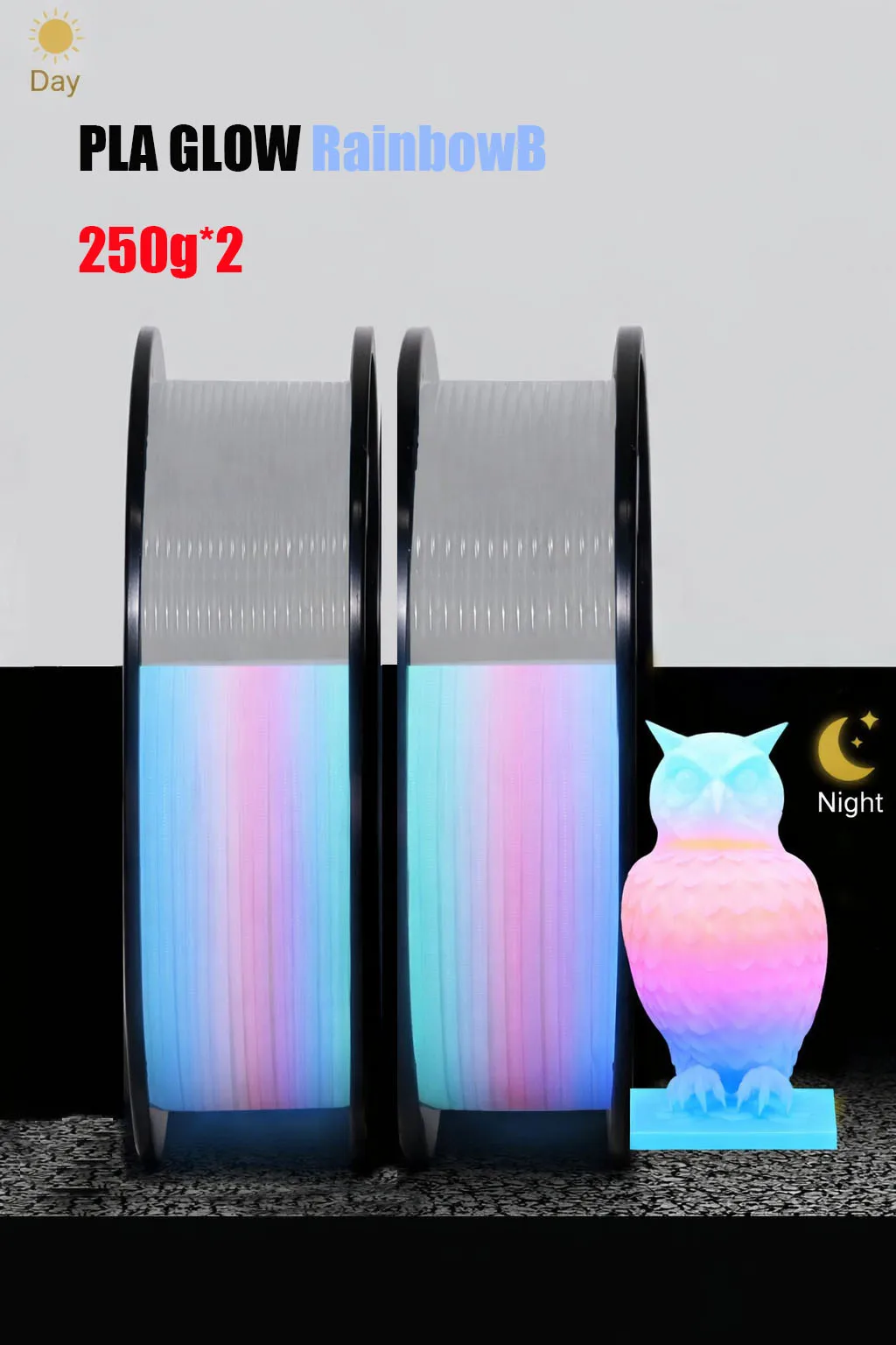 

Glow-in-the-Dark PLA 3D Printer Filament Bundle 1.75mm Rainbow Color Dimensional Accuracy +/- 0.03mm for 3D Printing,500g