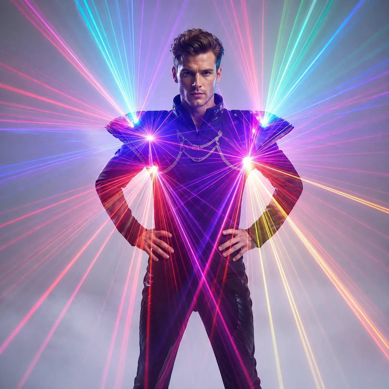 RGB Laser LED Suit Costume with Waistcoat Gloves Glasses - Predator Iron Soldier Outfit for Stage Dancer Cosplay Show Robot view 4