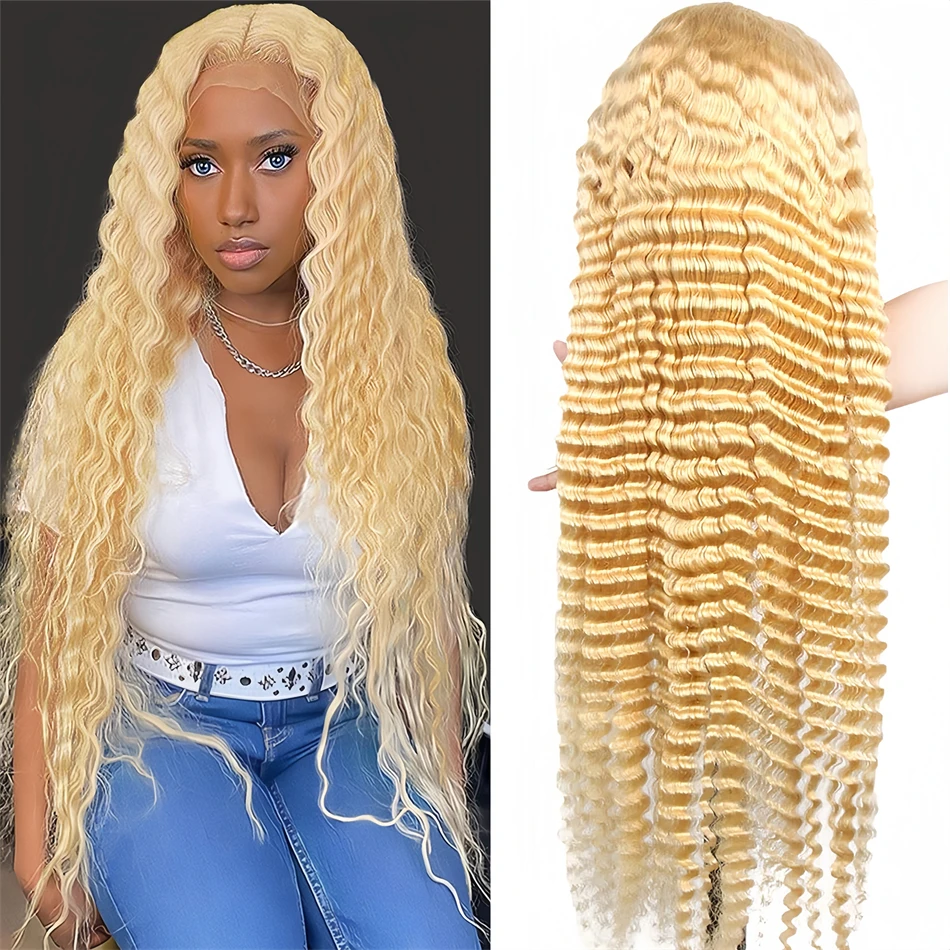 

200 Density 30 Inch 613 Blonde Colored Deep Wave Curly Wig 13x6 Hd Lace Frontal 100% Human Hair Wigs for Women on Clearance Sale