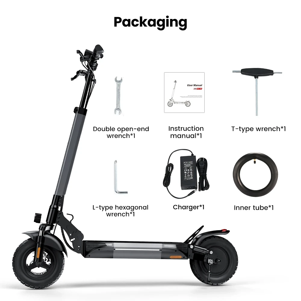 IScooter W9 Elektrische Scooter 1000W Motor 48V 14Ah Batterij 10 inch Banden 45km/u Max Snelheid 45km Bereik Voor & Achter Schijfrem