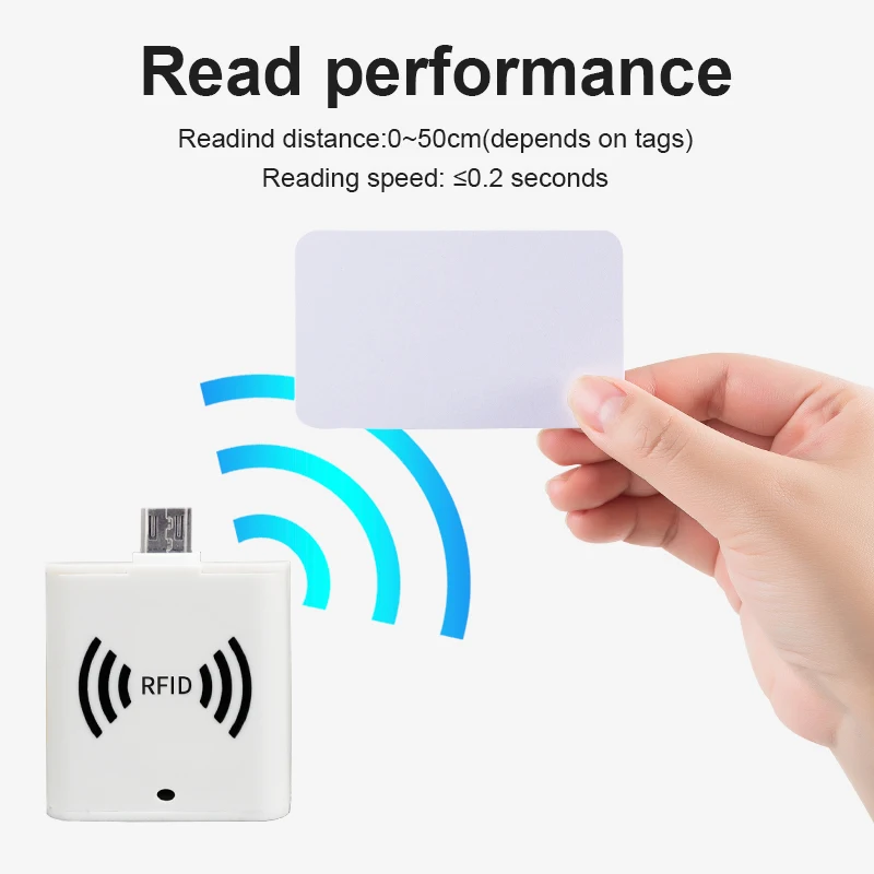 Portable 860-960Mhz 0.5M USB Type-C UHF RFID OTG Android Reader/Write Tag Scanner