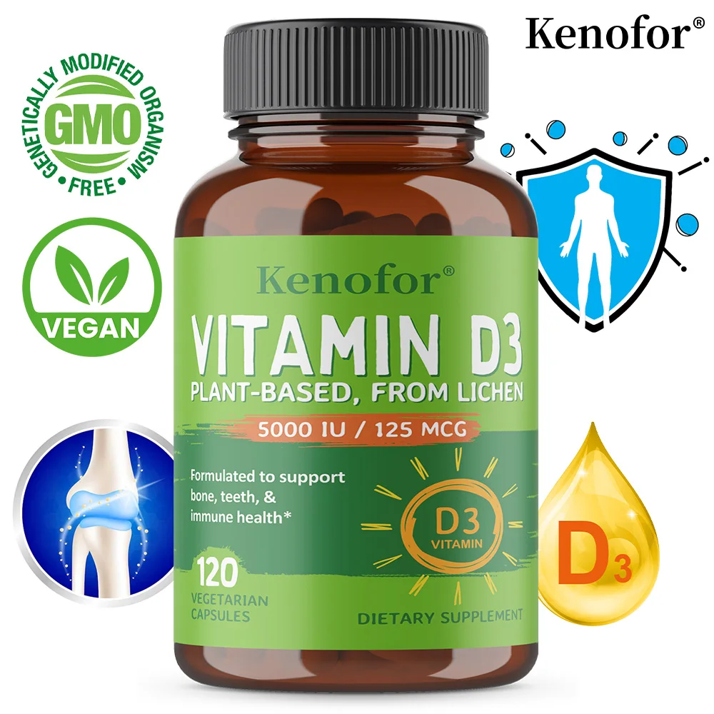 

Vitamin D3 Softgels, 5000 IU - for Immune System Support, Bone Health & Density and Healthy Muscle Functions - Non-GMO & Gluten