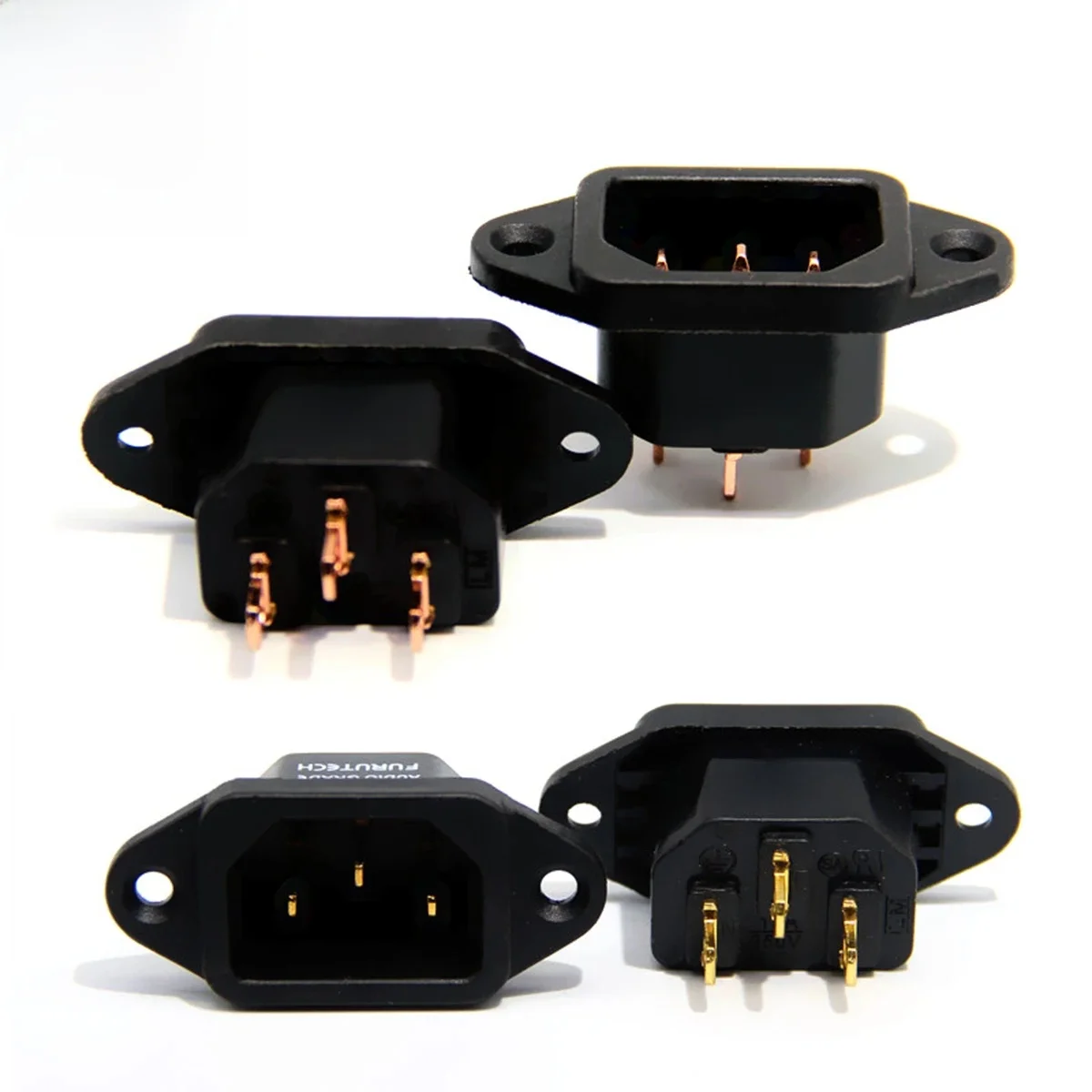 4szt Gniazdo zasilania YIVO Audio T1 DIY HIFI Mosiężne poszycie Złoto Czerwona miedź Żeńskie gniazdo IEC 3Pin AC 250V 10A Elecrtric Plug Outlet — zdjęcie 2