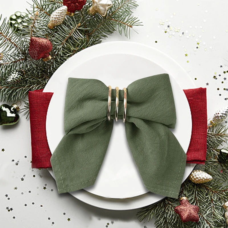 Christmas 2/6/12PCS 40X40cm Green Red Folded Texture Soft and Durable Cocktail Party Napkins Paper Wedding Cloth Napkins