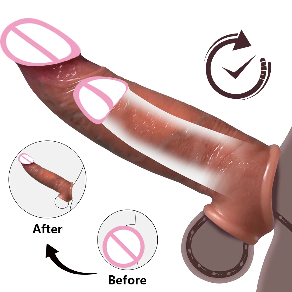 Reusable Soft Silicone Penis Sleeve with Cock Ring Sex Toy Penis Extender Cock Training Enlargement Adult Sex Toy for Men Couple view 4