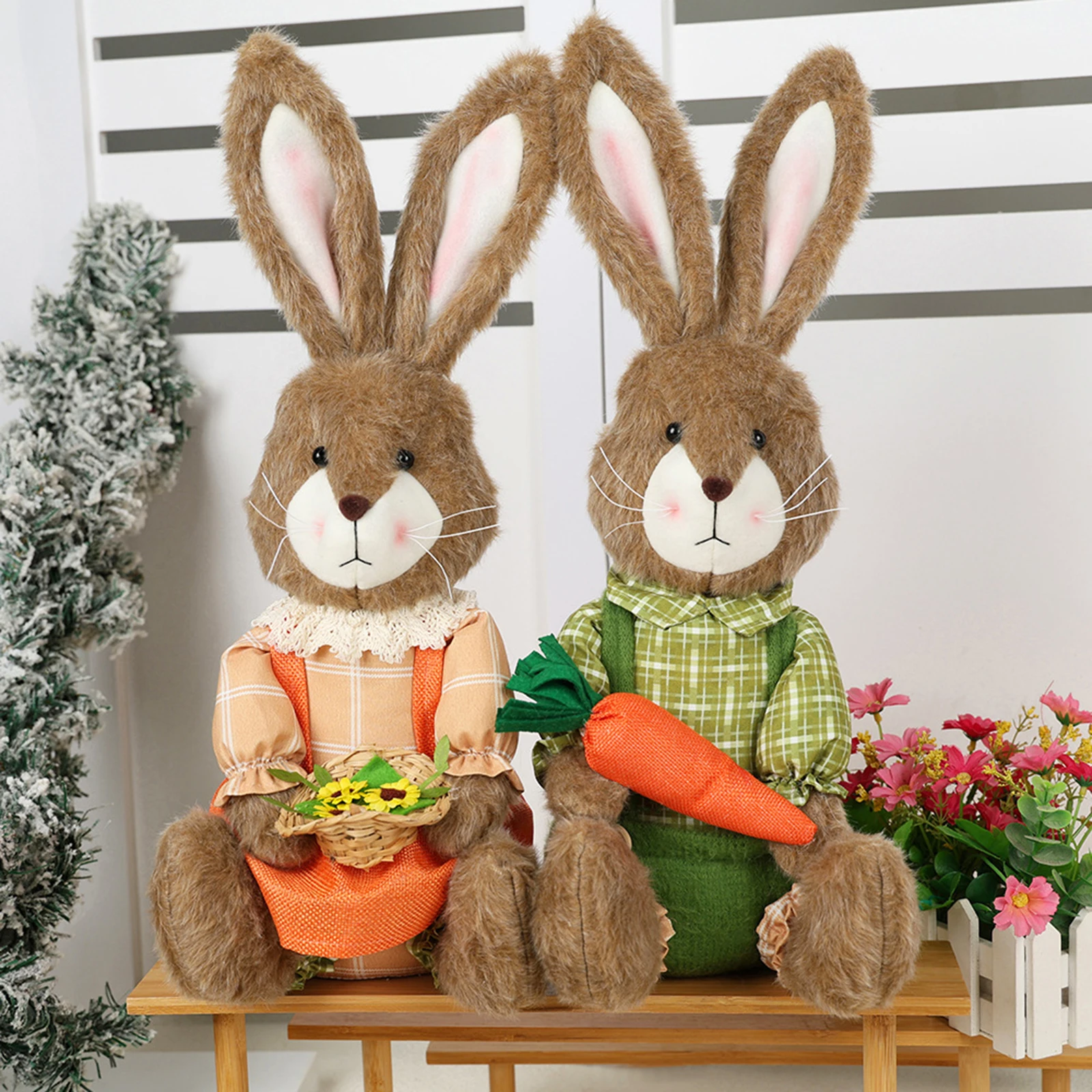 

Easter Bunny Decoration Cute Sitting Rabbit Figurine for Spring Tabletop Living Room Easter Egg Hunt Holiday Home Decor