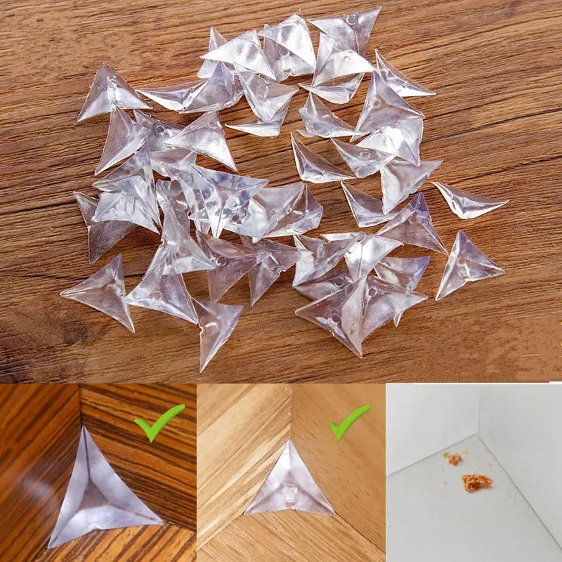 Protecteur d'angle transparent anti-poussière, 50 pièces, Triangles de bord de protection, Triangle Portable en PP souple, supports de coins anti-poussière pour escalier