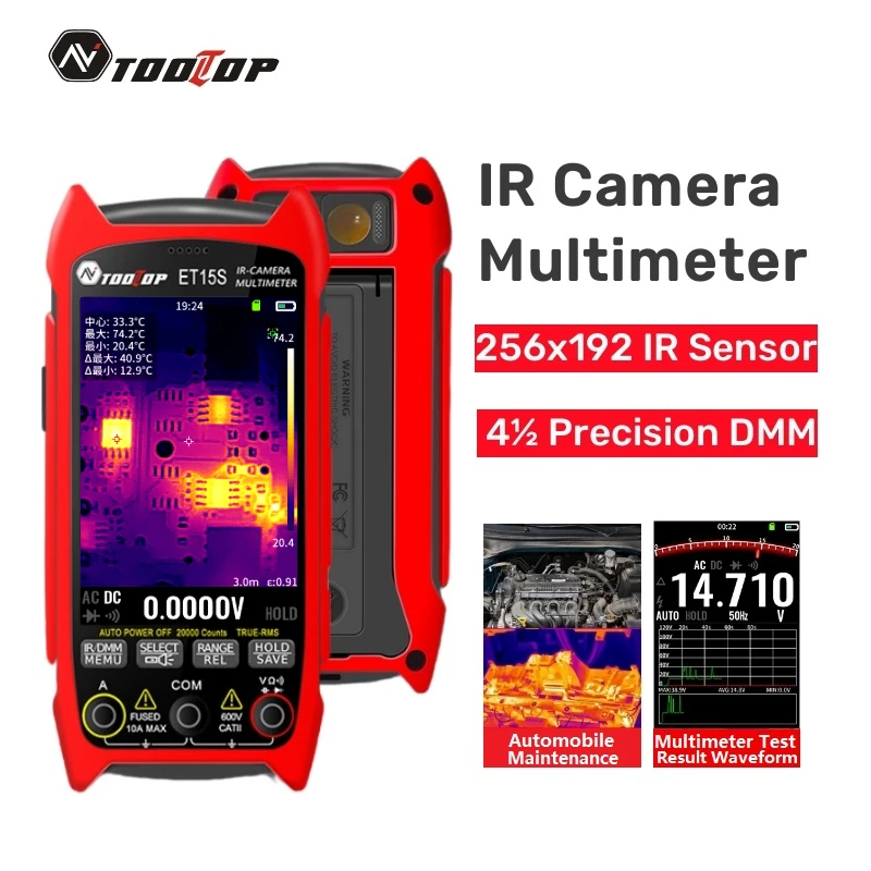 TOOLTOP ET15S Professional Thermal Imager 256x192 IR Sensor 3.5Inch 19999 Counts Digital Multimeter for PCB Floor HVAC Repair