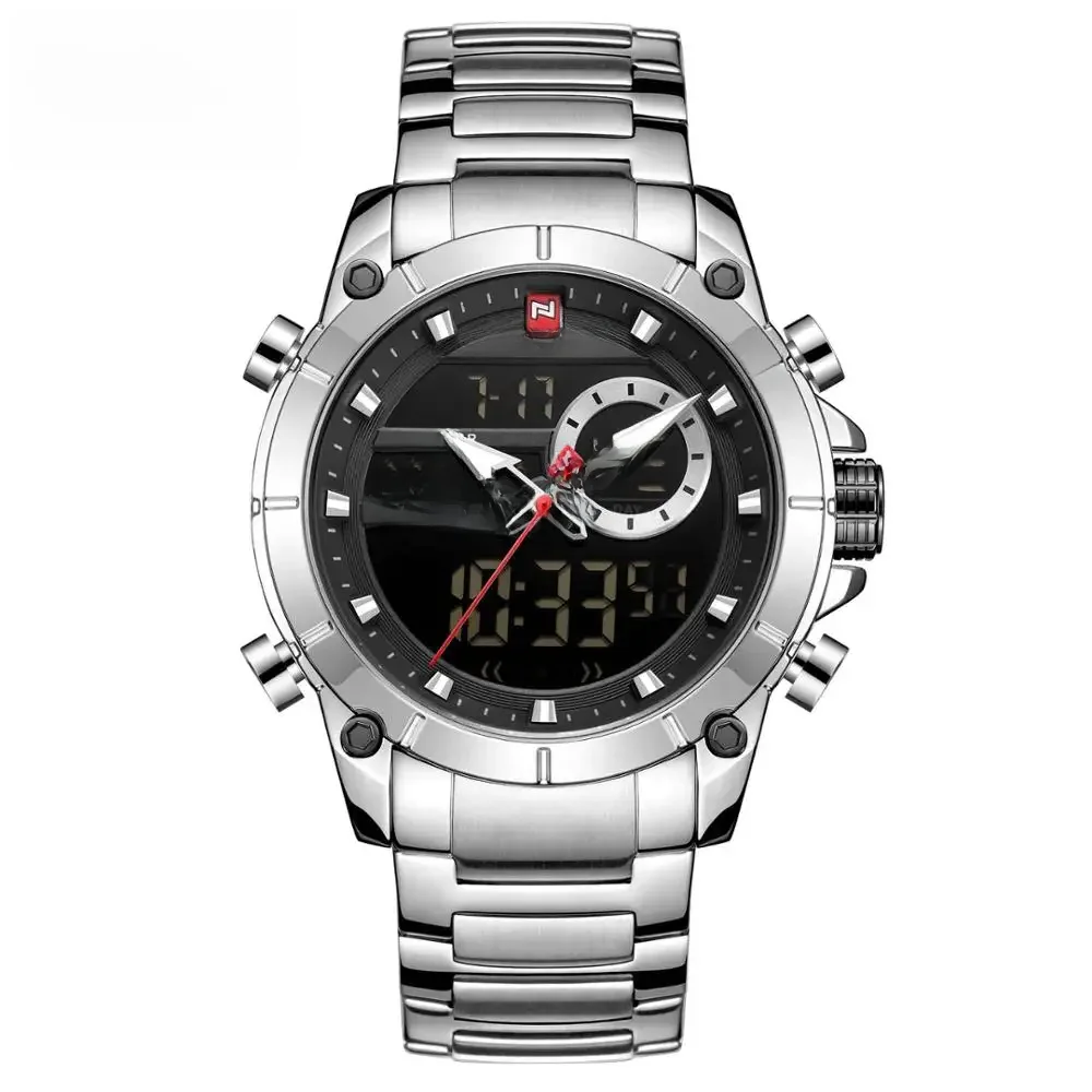Luxus Marke NAVIFORCE Sport Uhren Für Männer Mode Gold Quarz Armbanduhr Stahl Band Digital