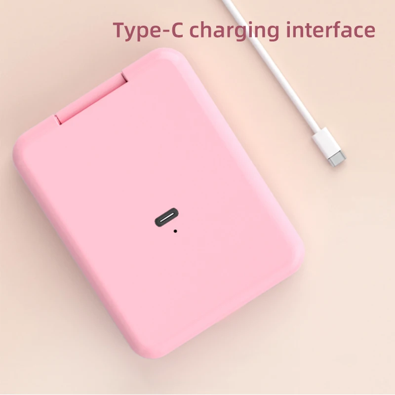 مرآة مكياج LED بزر واحد، مفتاح مغناطيسي ثلاثي الألوان، مرآة محمولة قابلة للطي، مرآة مكياج، مرآة زينة