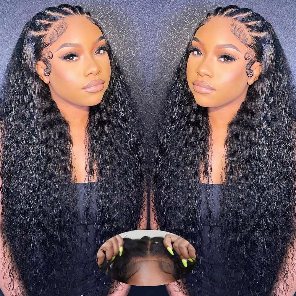 

Wear And Go Glueless Wigs Deep Wave Human Hair Wigs Glueless Wig Water Wave Wigs 5x5 Pre-Cut Lace Front Human Hair Wig for women
