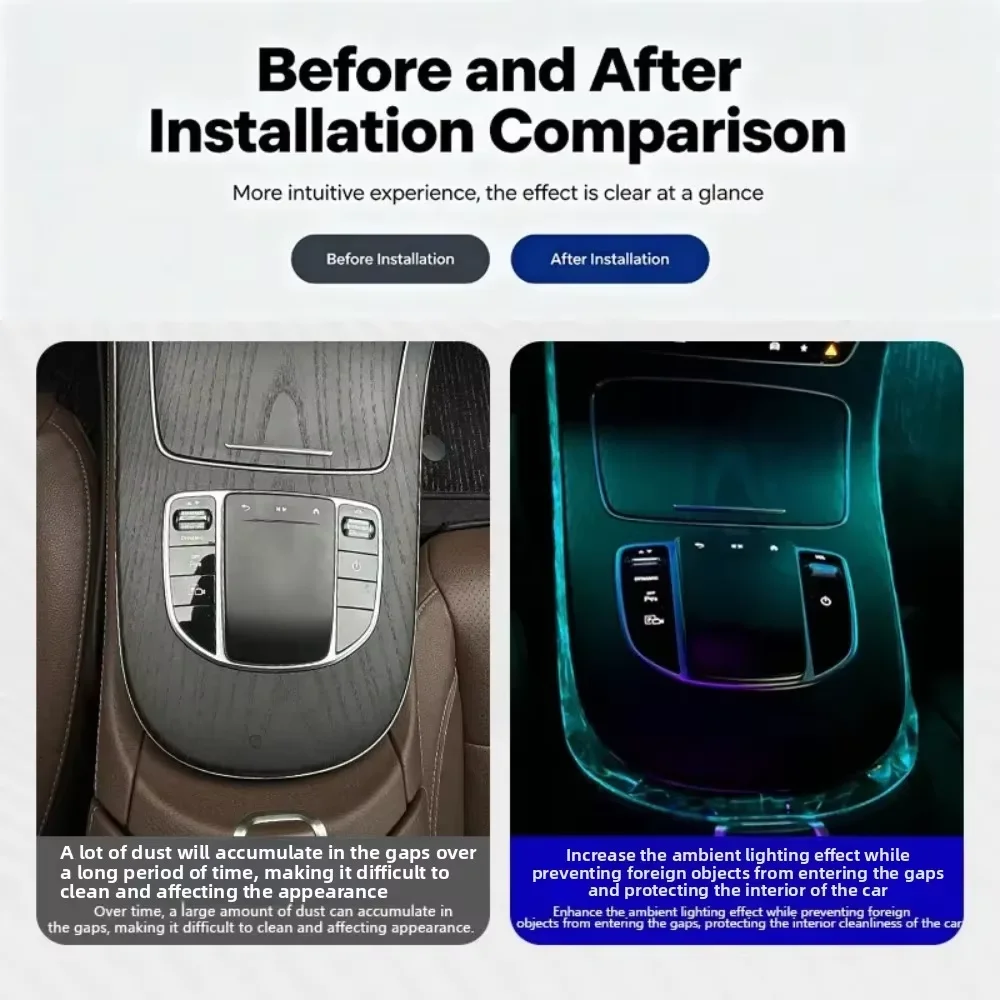 Kristall-Ambientebeleuchtungs-Zierleiste für Mercedes-Benz W213 E-Klasse E200 Coupé E260 E300L Mittelkonsole Atmosphärenlampe Interieur – Detail 5