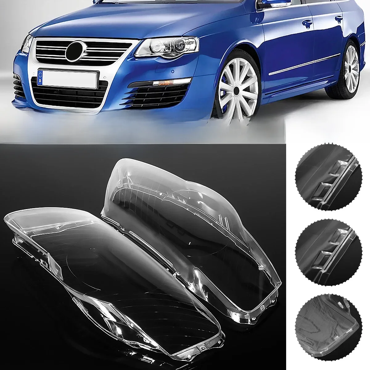 Para przednich reflektorów samochodowych przezroczyste klosze lampy Shell reflektory Shell Cover dla VW Passat B6 R36 2006 2007 2008 2009-2011 — 2