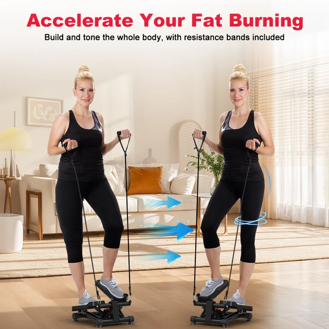 Mini Stepper for Exercise Low-Impact Stair Step Cardio Equipment with Resistance Bands Optional Twist Motion Stepper 1