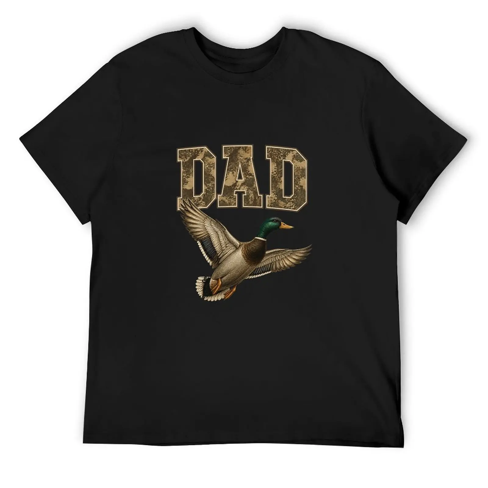Waterfowl Hunter Camo Bow Mallard Marsh Reeds Black Tee Duck Hunting Season Breathable Oversized Casual Tee