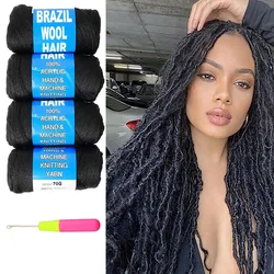 Brazilian Wool Hair Acrylic Yarn 100% Hand Knitting Wool Braiding Hair for African Crochet Hair Jumbo Braid Free shipping
