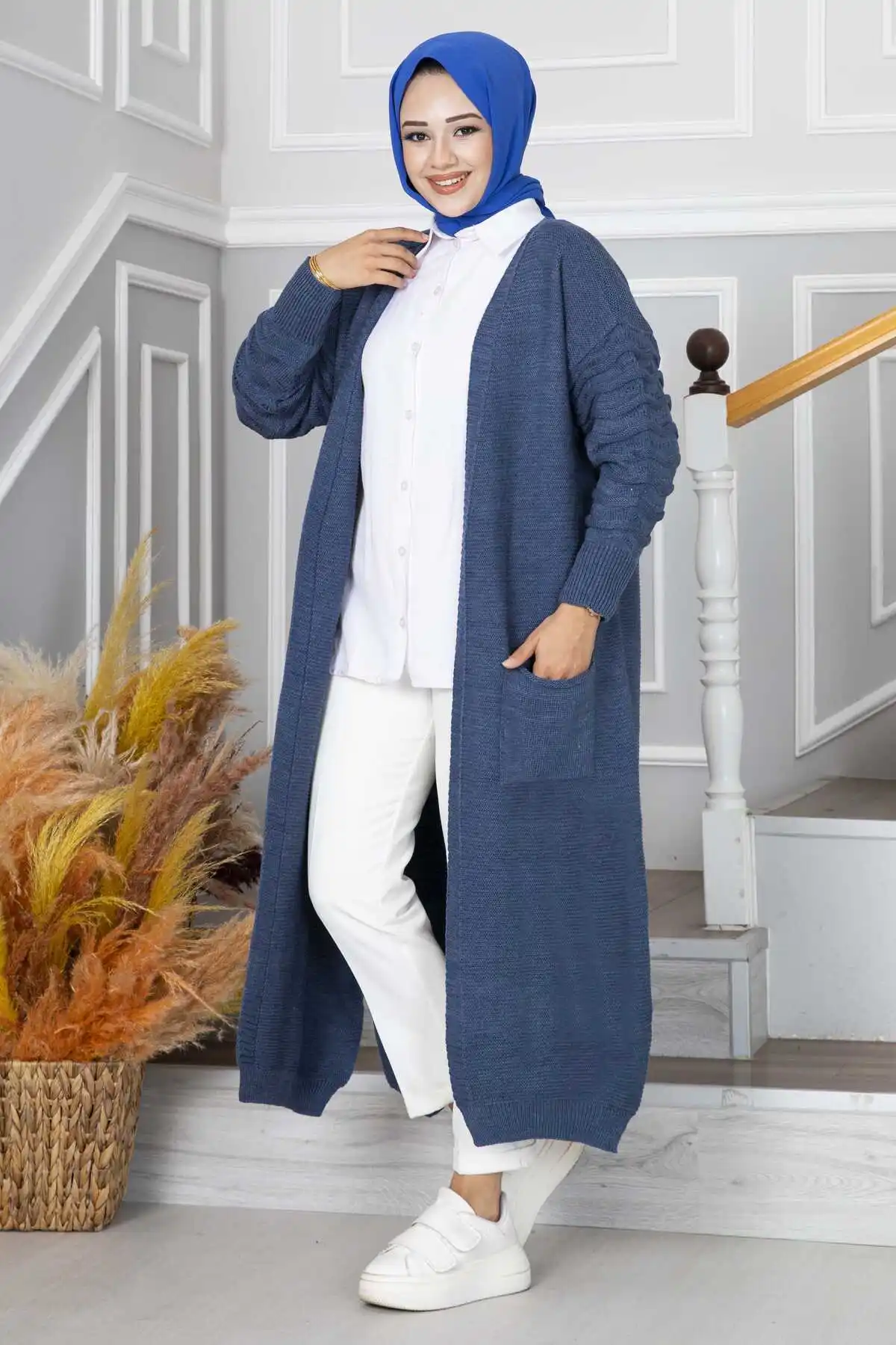 Knitwear Hijab Cardigan Muslim Fashion Hijab Dubai Abaya Long Dresses Women With Sashes Islamic Clothing African Kimono