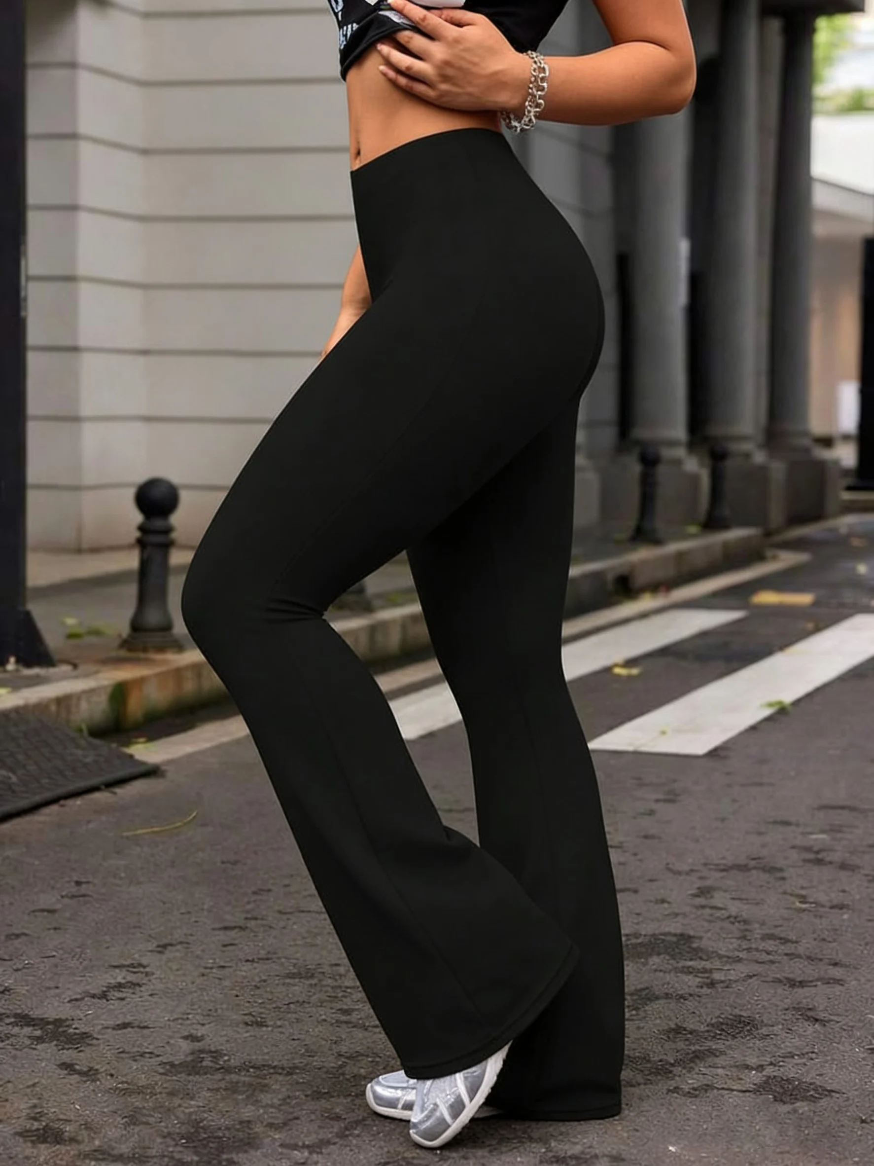 Pantalones de Yoga Negros de Cintura Alta para Mujer, Leggings Sexys, Cómodos y Elásticos, Pantalones Casuales para Fitness y Ejercicio