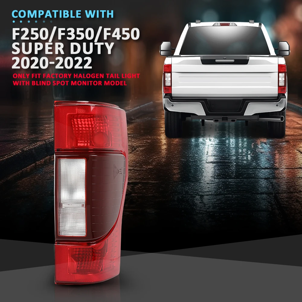 

Car Outer Rear Tail Light Passenger Right Blind Spot Fit for 2020-2022 Ford F250 F350 Superduty Chrome Car Warning Running Light
